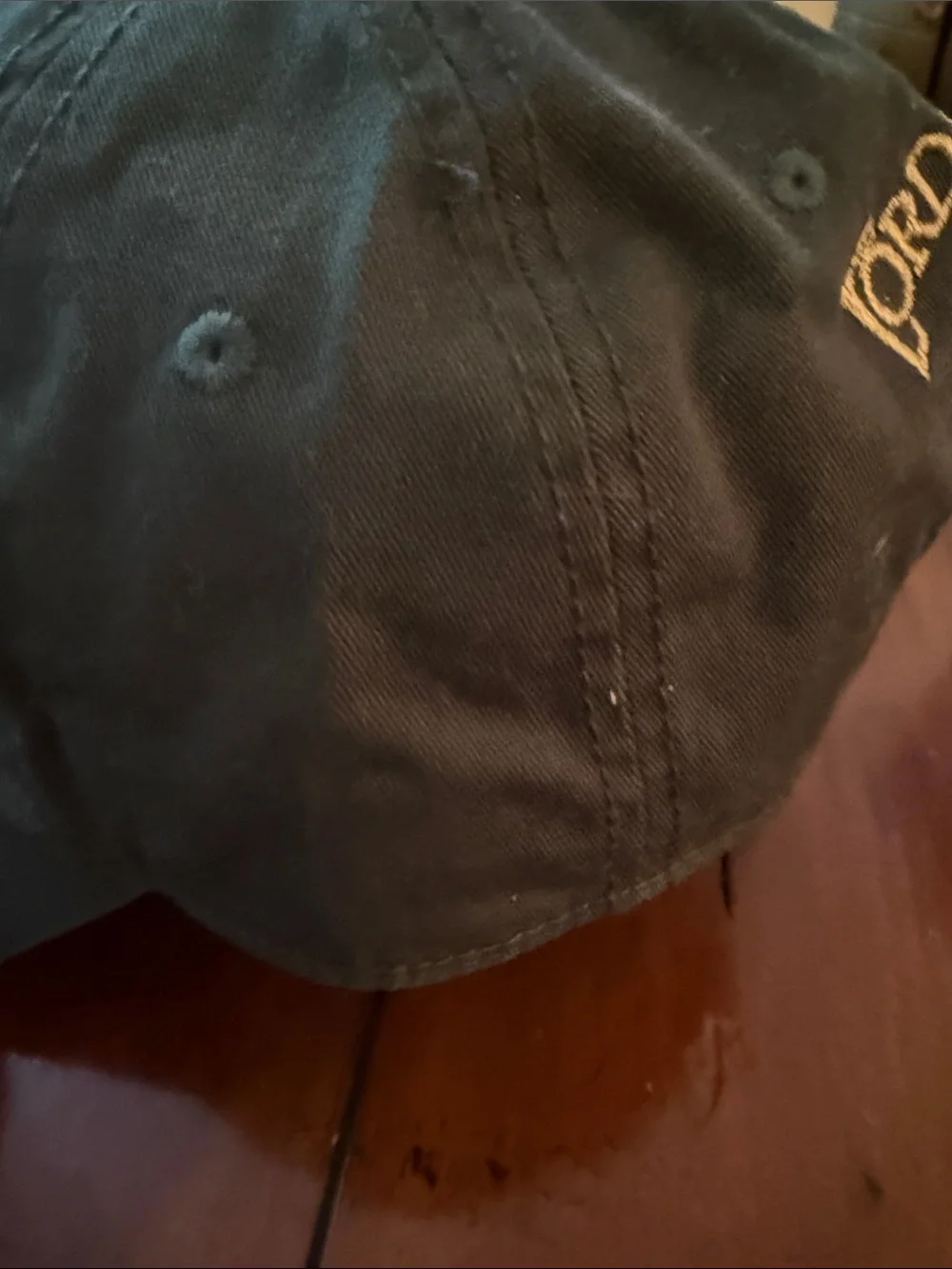 Dark Green Baseball Cap with Gold Script Ring